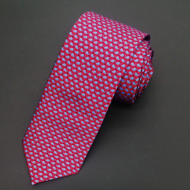 WITZROYS 100% Silk Ties for Men Handmade Neckties with Whales Printed+Gift box - Image 2